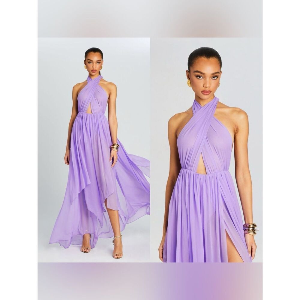 NWT RETROFÊTE INA SILK CHIFFON DRESS in “Wisteria” purple *flaw